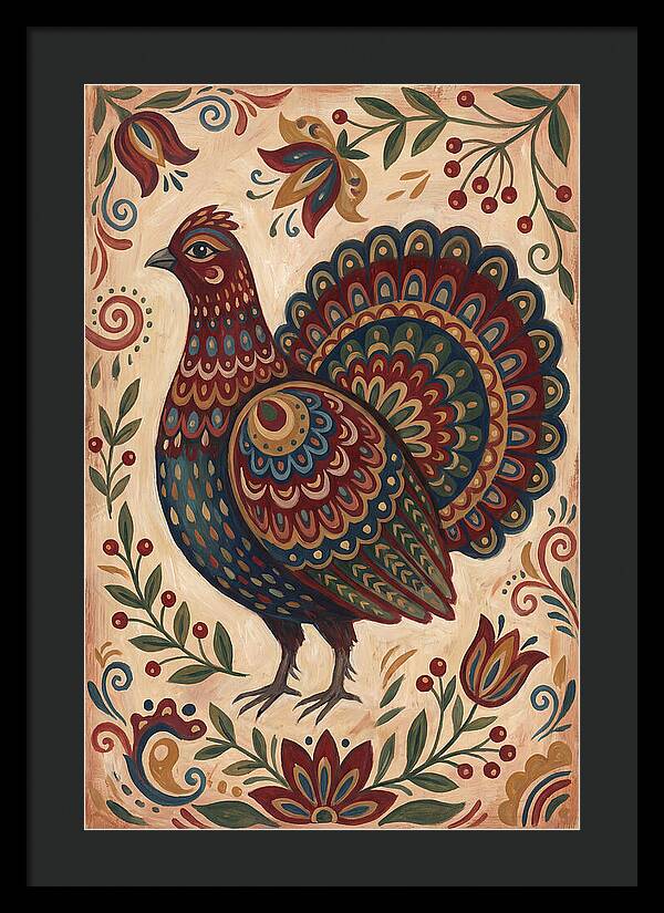 Grouse In Folk Art Style