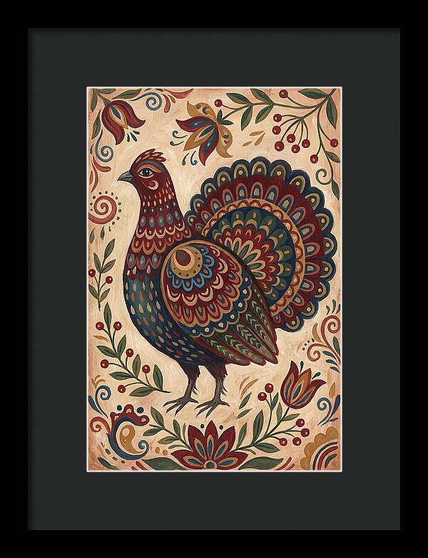 Grouse In Folk Art Style