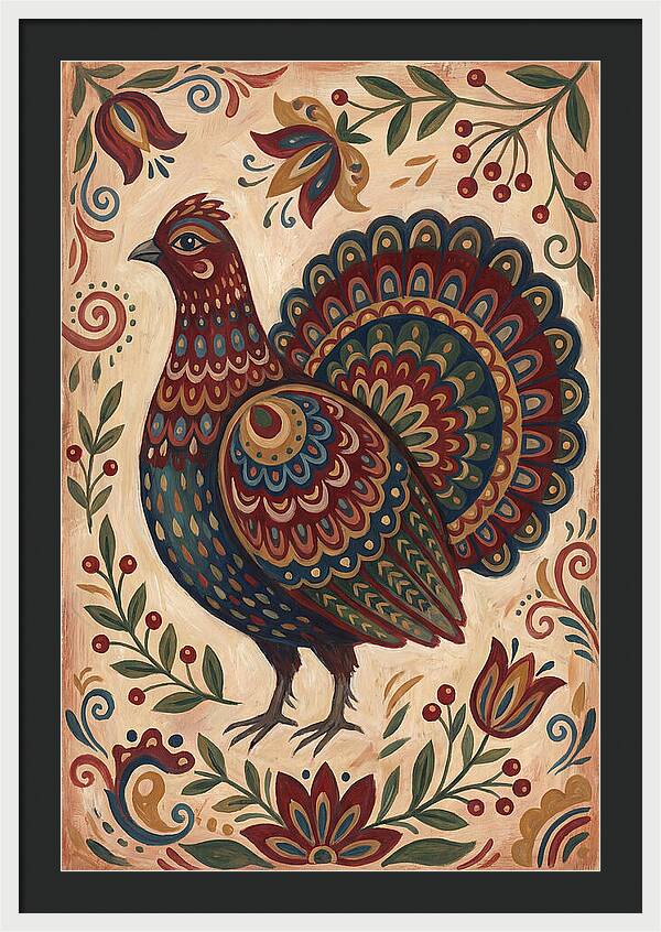 Grouse In Folk Art Style