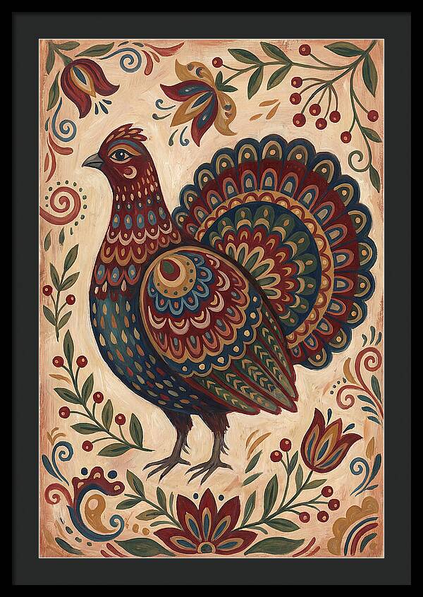 Grouse In Folk Art Style
