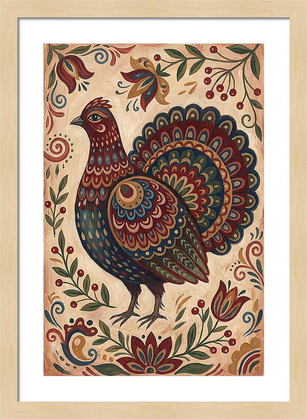 Grouse In Folk Art Style