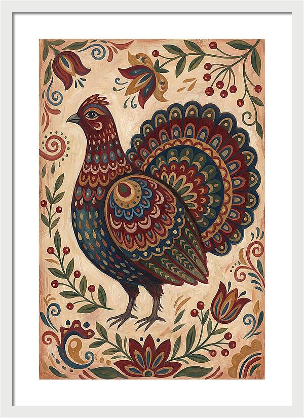 Grouse In Folk Art Style