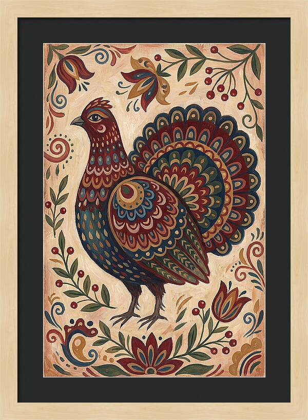 Grouse In Folk Art Style