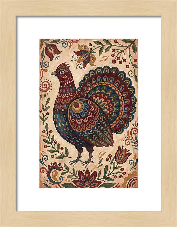 Grouse In Folk Art Style