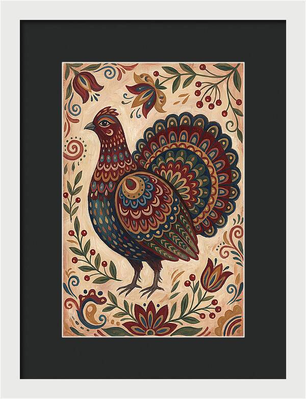 Grouse In Folk Art Style