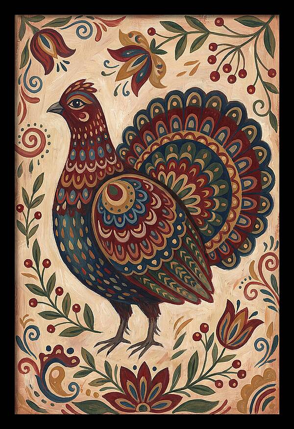 Grouse In Folk Art Style