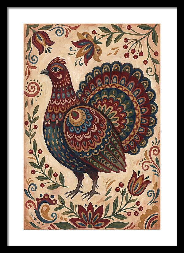 Grouse In Folk Art Style