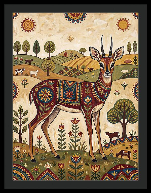 Grysbok In Folk Art Style
