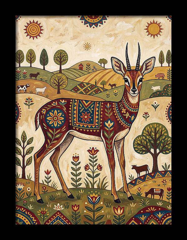 Grysbok In Folk Art Style