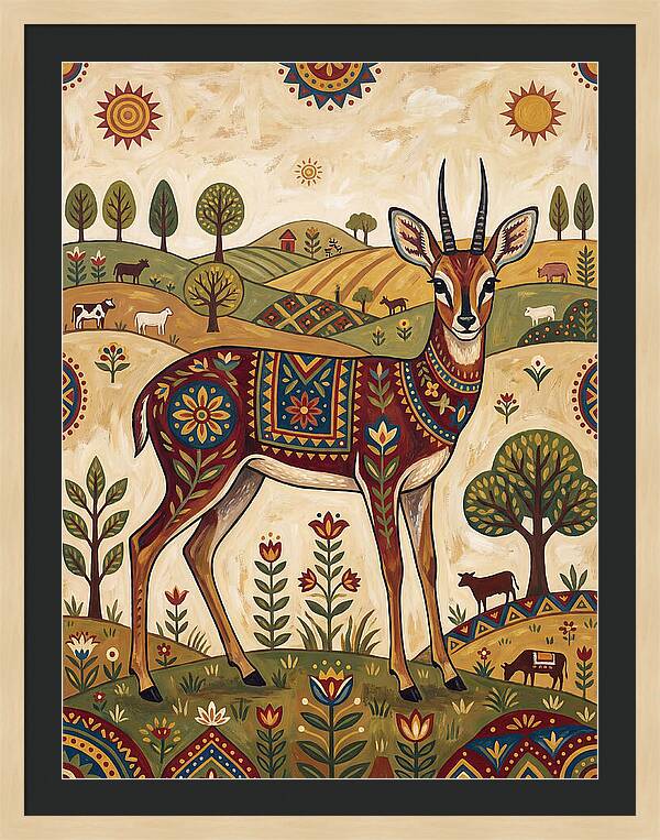Grysbok In Folk Art Style