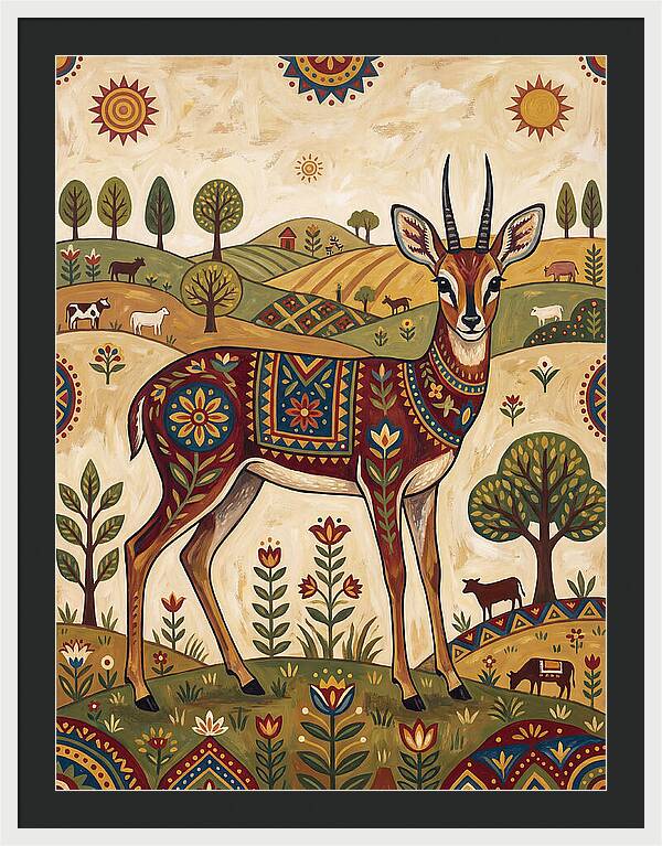 Grysbok In Folk Art Style