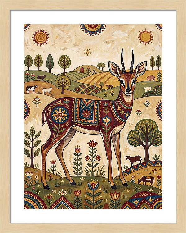 Grysbok In Folk Art Style