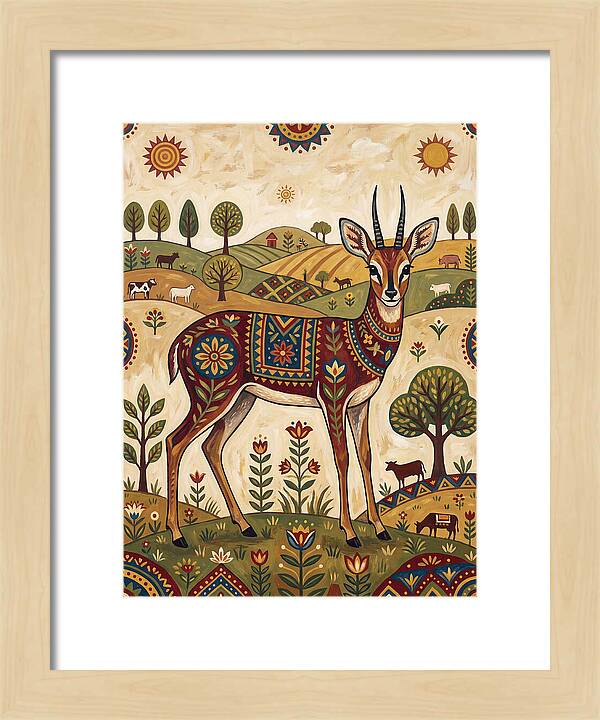 Grysbok In Folk Art Style