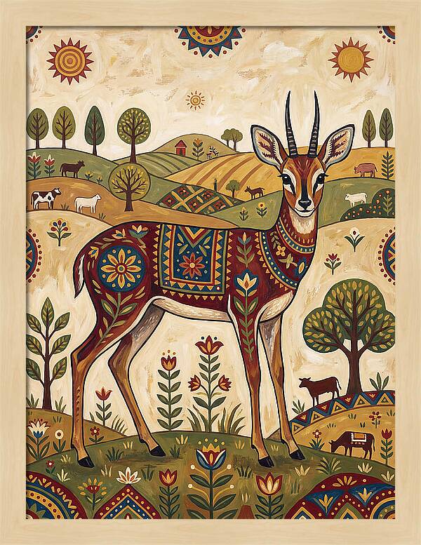 Grysbok In Folk Art Style