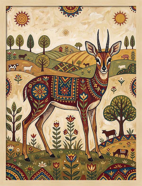 Grysbok In Folk Art Style