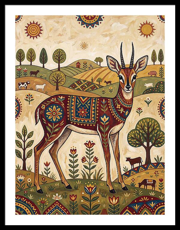Grysbok In Folk Art Style