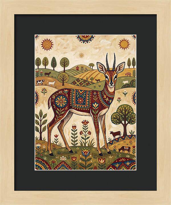 Grysbok In Folk Art Style