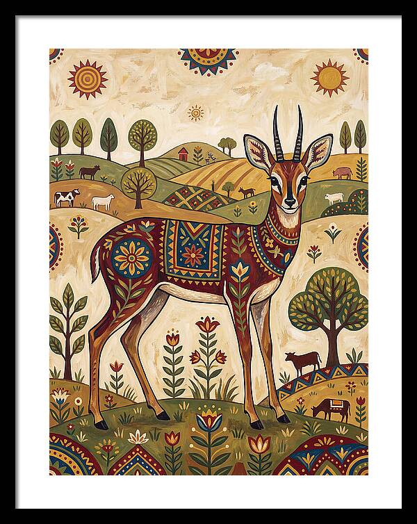 Grysbok In Folk Art Style