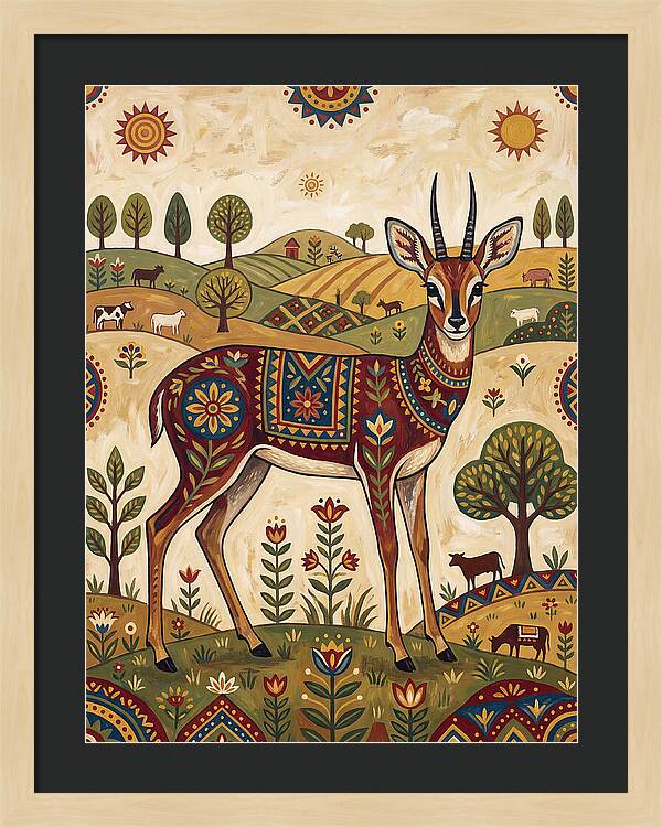Grysbok In Folk Art Style