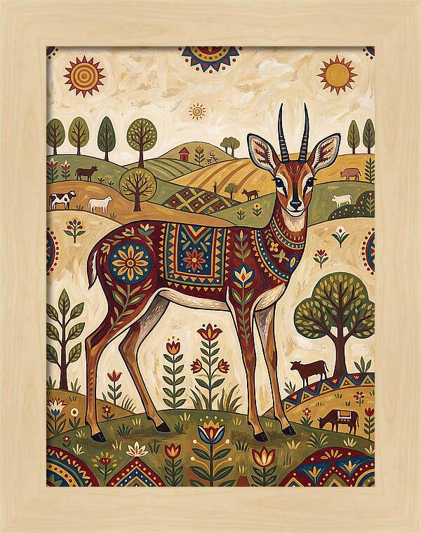 Grysbok In Folk Art Style