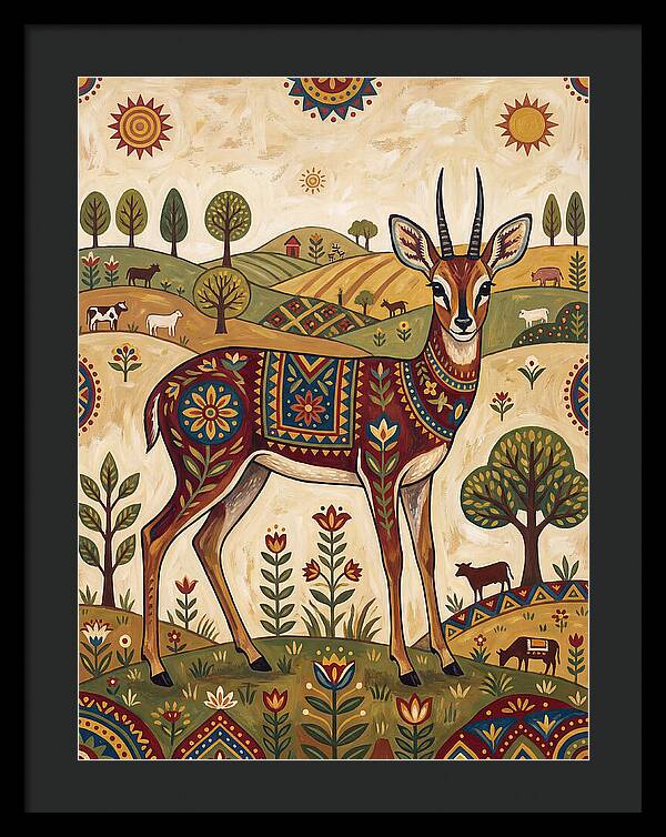 Grysbok In Folk Art Style