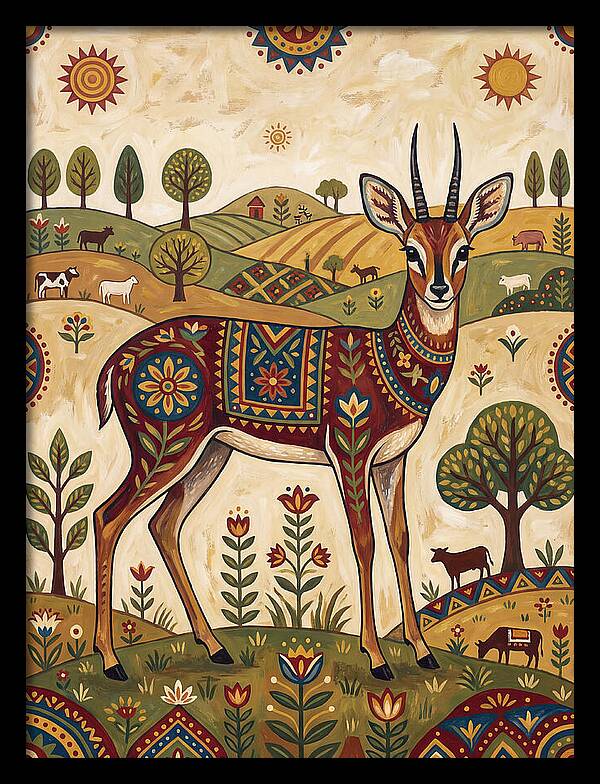 Grysbok In Folk Art Style