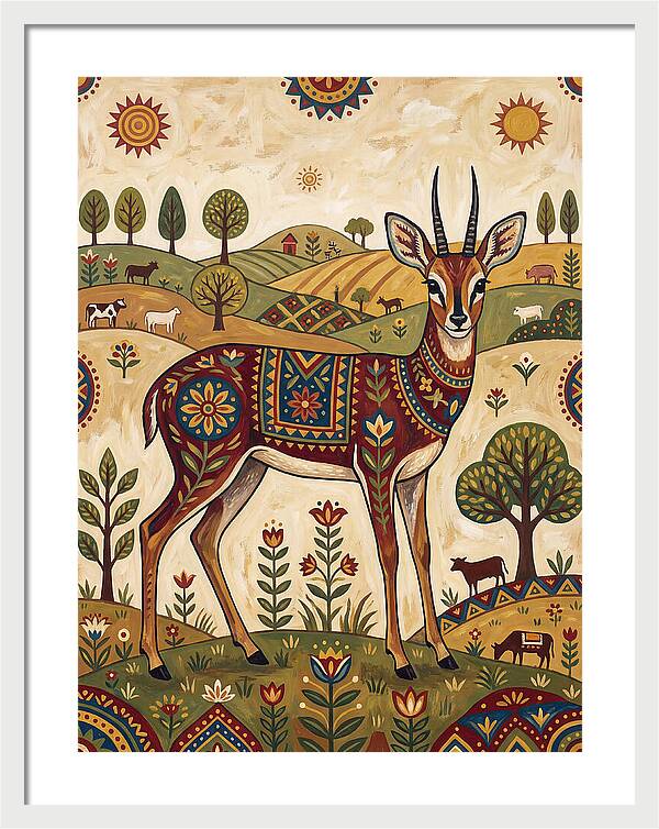 Grysbok In Folk Art Style