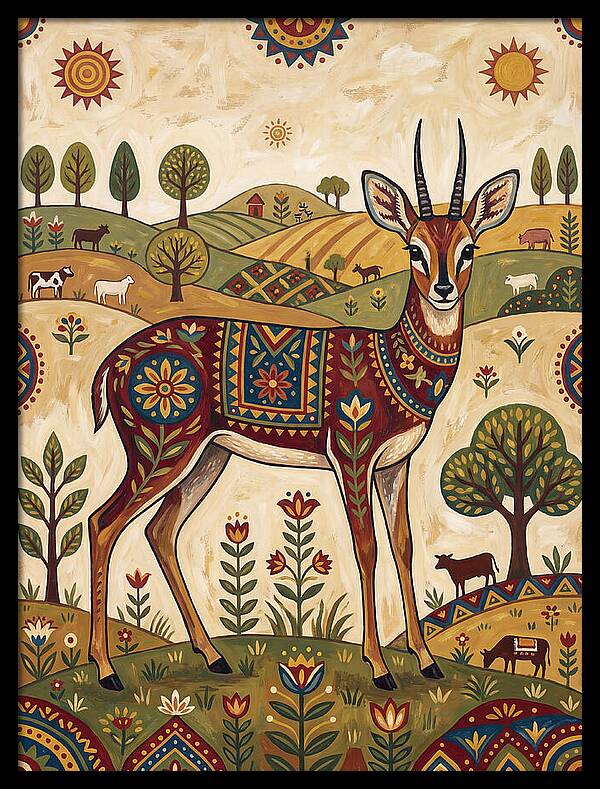Grysbok In Folk Art Style