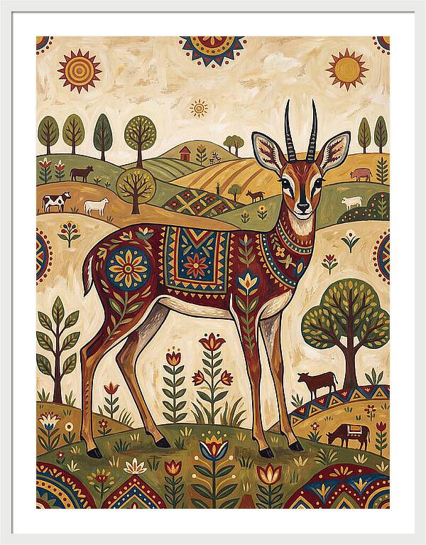 Grysbok In Folk Art Style