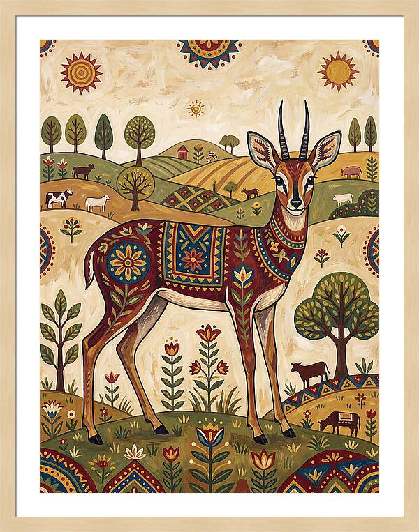 Grysbok In Folk Art Style