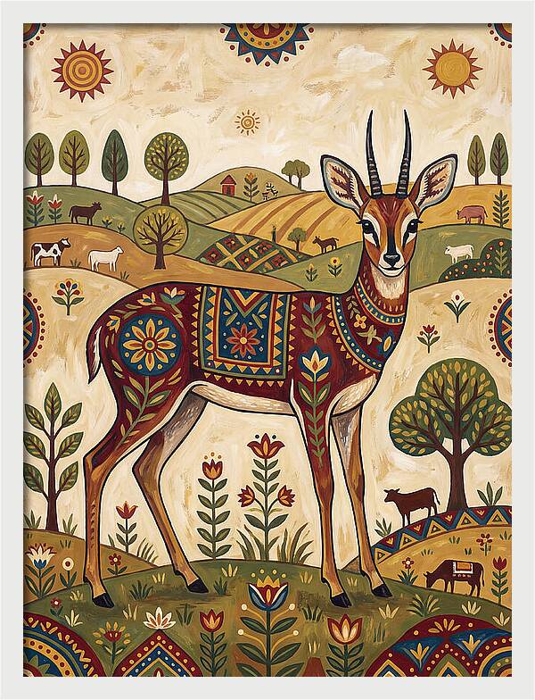 Grysbok In Folk Art Style
