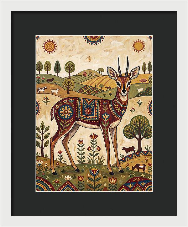 Grysbok In Folk Art Style