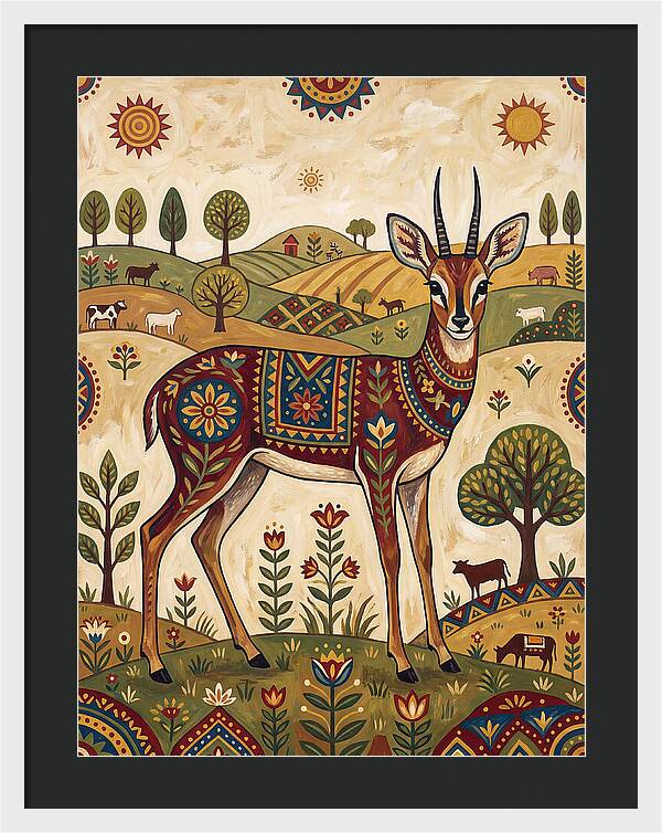 Grysbok In Folk Art Style