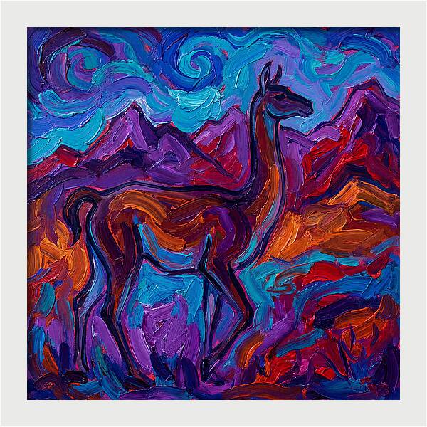 Guanaco Amidst Colorful Terrain