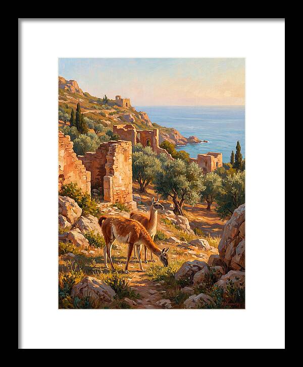 Guanacos By The Mediterranean