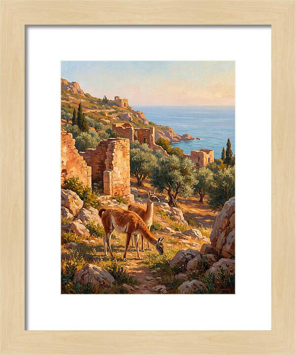 Guanacos By The Mediterranean