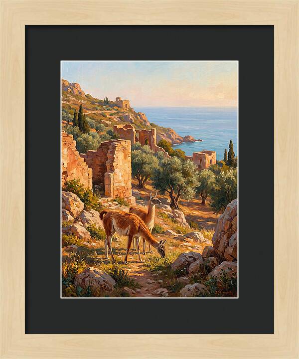 Guanacos By The Mediterranean