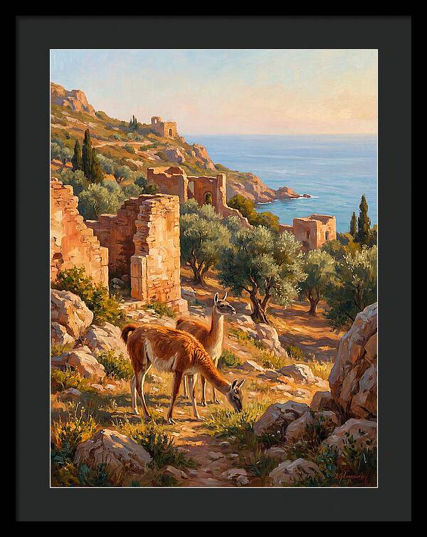 Guanacos By The Mediterranean