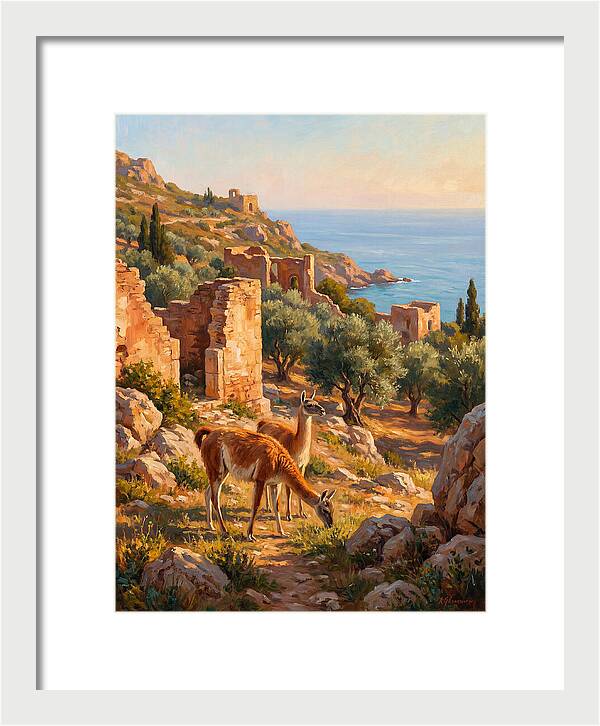 Guanacos By The Mediterranean