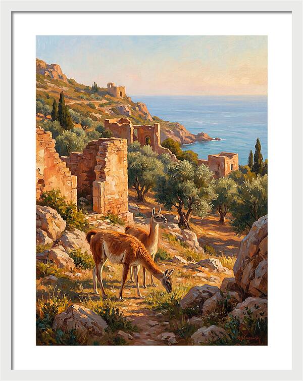 Guanacos By The Mediterranean