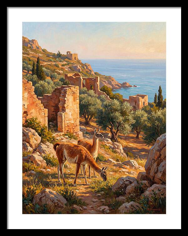 Guanacos By The Mediterranean