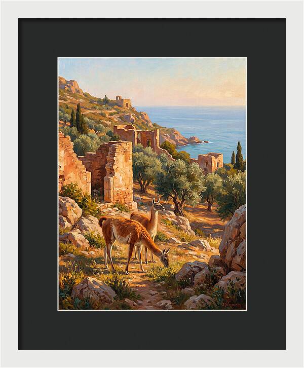 Guanacos By The Mediterranean