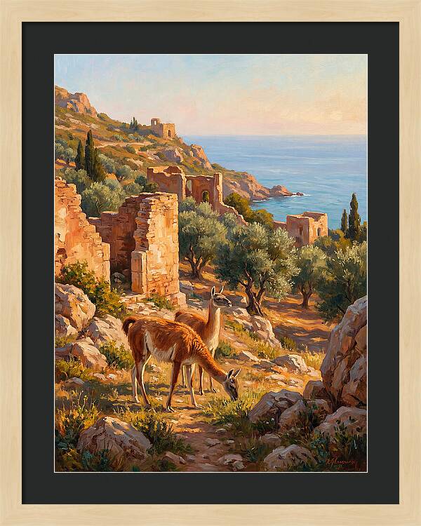 Guanacos By The Mediterranean