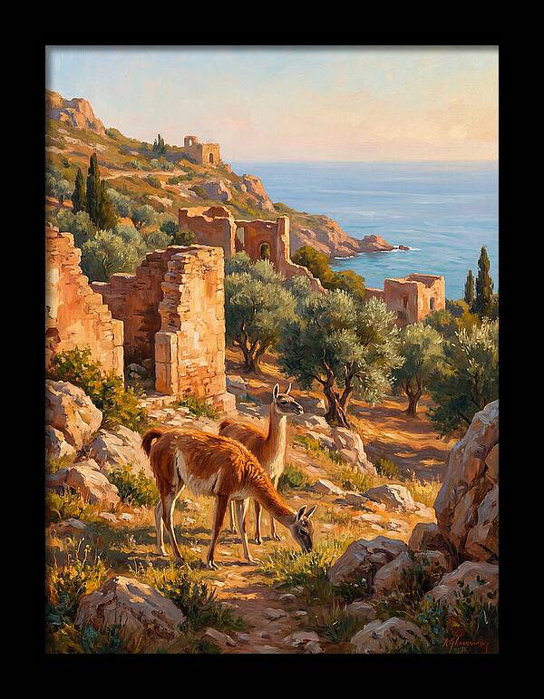 Guanacos By The Mediterranean