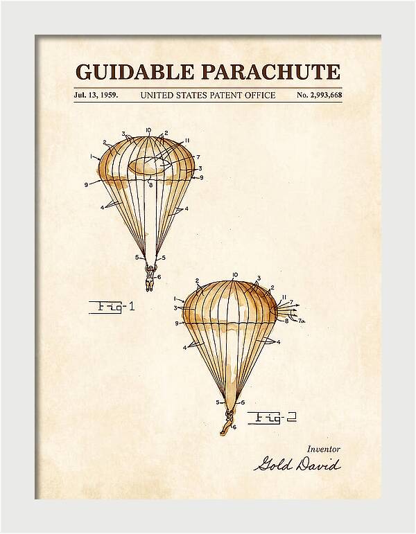 Guidable Parachute Watercolor Patent Us2993668