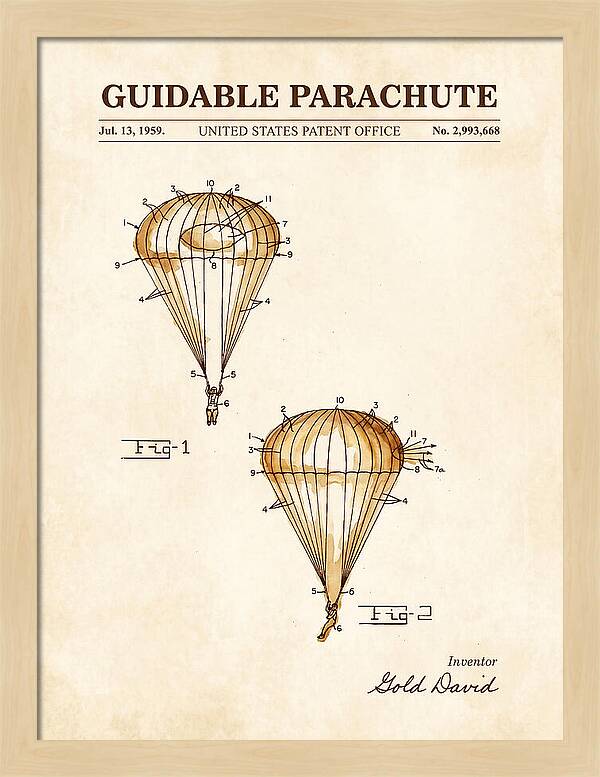 Guidable Parachute Watercolor Patent Us2993668