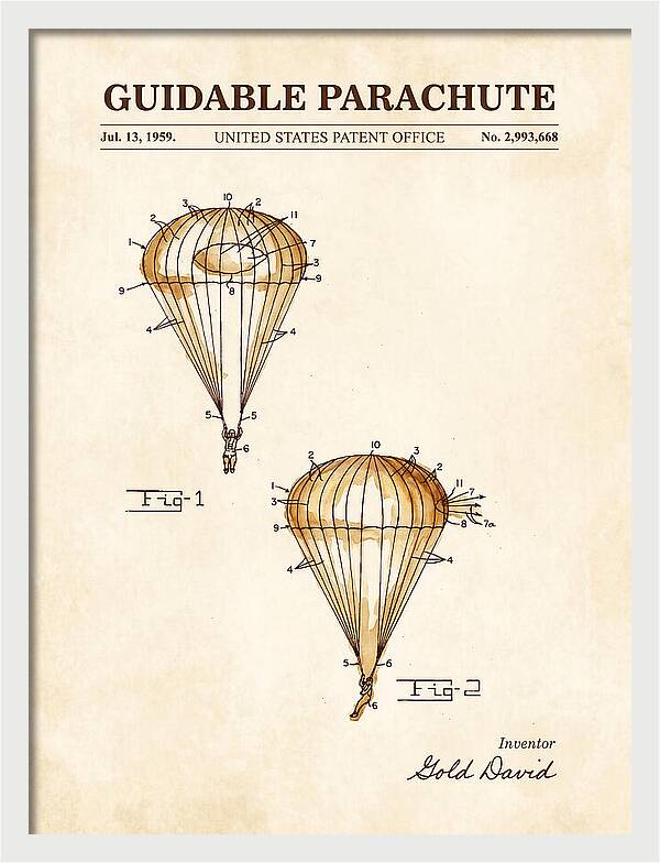 Guidable Parachute Watercolor Patent Us2993668