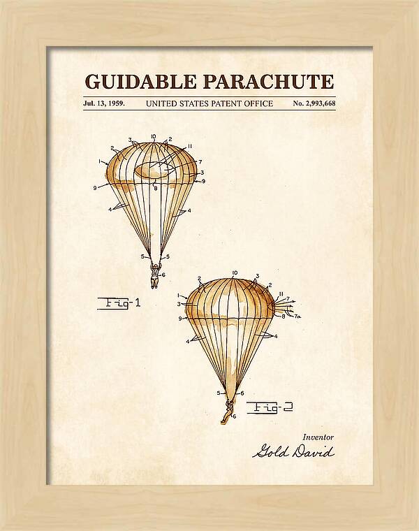 Guidable Parachute Watercolor Patent Us2993668
