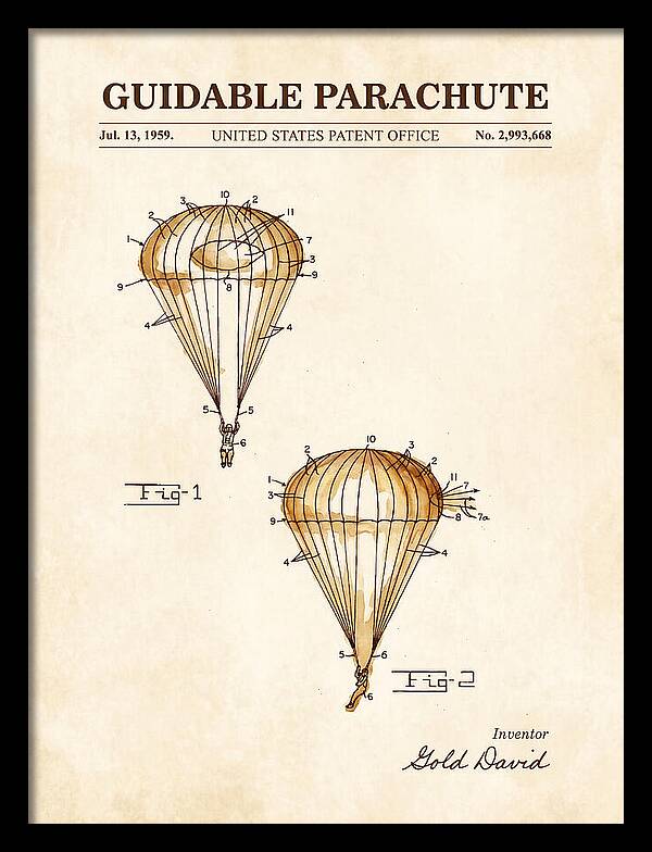 Guidable Parachute Watercolor Patent Us2993668