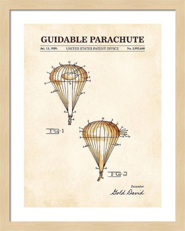 Guidable Parachute Watercolor Patent Us2993668
